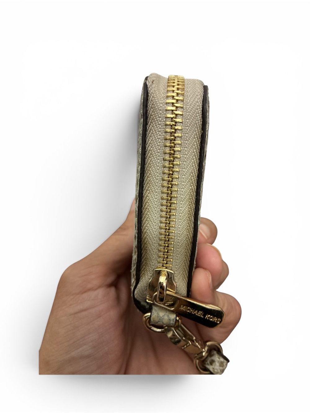Michael Kors Snakeskin-Embossed Zip Around Wristlet Wallet |EUC - Picture 4 of 6